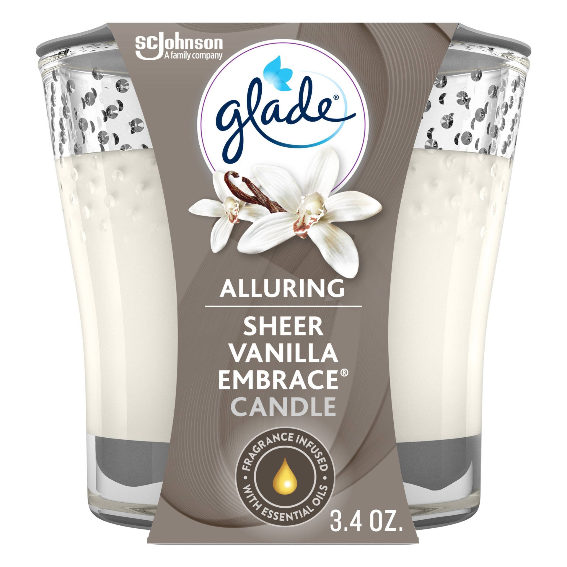 slide 1 of 9, Glade Small Jar Candles Sheer Vanilla Embrace - 3.4oz, 3.4 oz