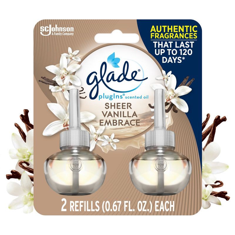 slide 1 of 13, Glade PlugIns Scented Oil Air Freshener Sheer Vanilla Embrace Refill - 1.34oz/2ct, 2 ct; 1.34 oz