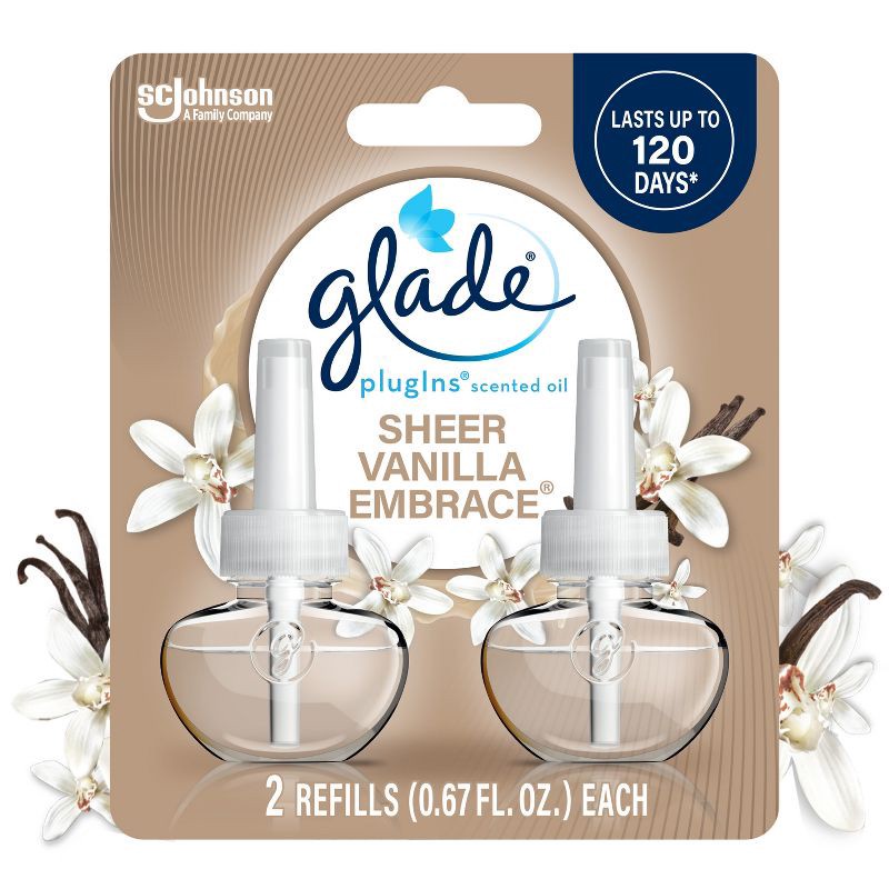slide 1 of 15, Glade Air Freshener Plug Ins Scented Oil Diffuser Refills - Sheer Vanilla Embrace - 1.34 fl oz/2pk, 2 ct; 1.34 fl oz