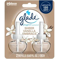 Glade Air Freshener Plug Ins Scented Oil Diffuser Refills - Sheer Vanilla Embrace - 1.34 fl oz/2pk
