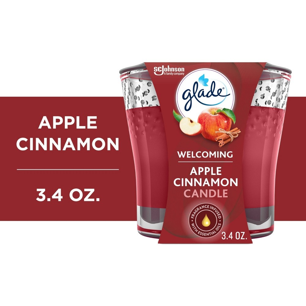 slide 3 of 9, Glade Small Jar Candles Apple Cinnamon - 3.4oz, 3.4 oz