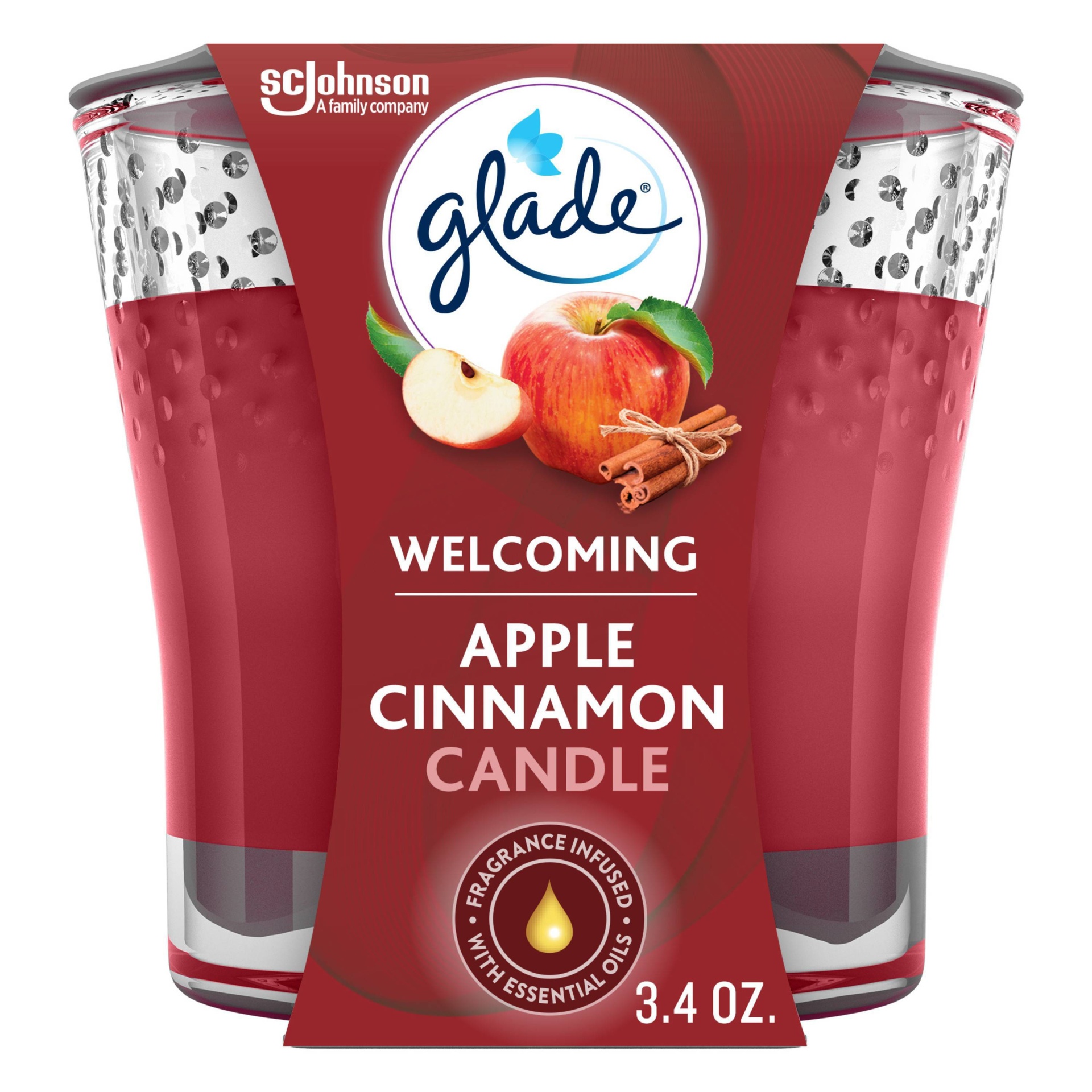 slide 1 of 9, Glade Small Jar Candles Apple Cinnamon - 3.4oz, 3.4 oz