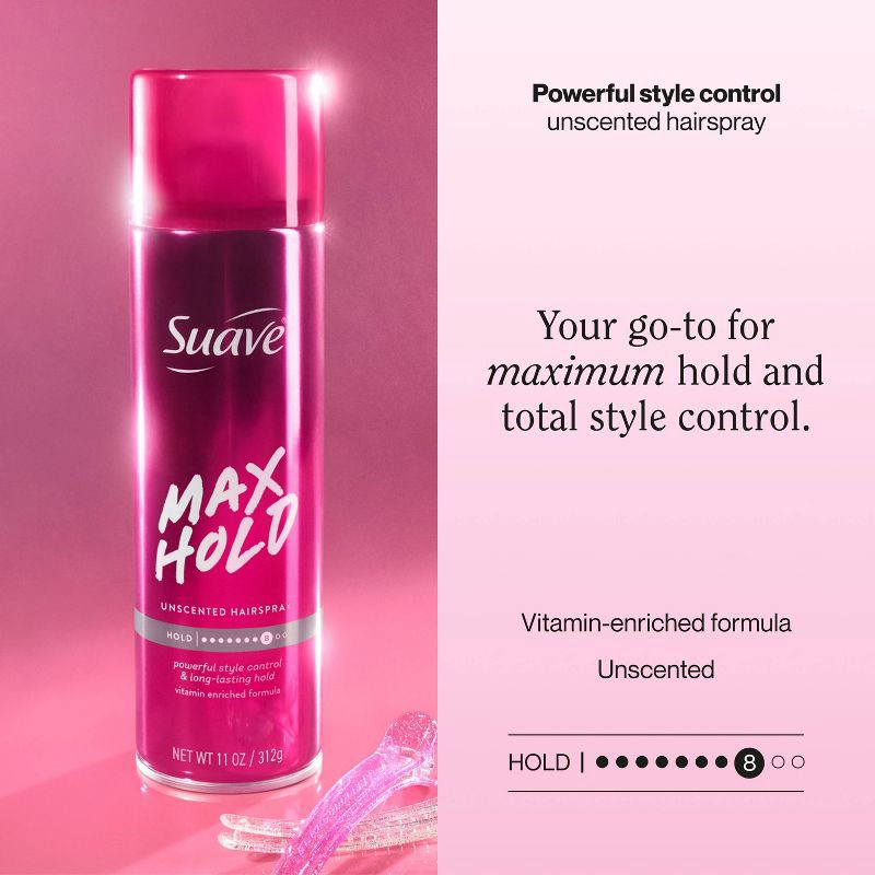 slide 3 of 9, Suave Max Hold Unscented Hairspray - 11oz, 11 oz