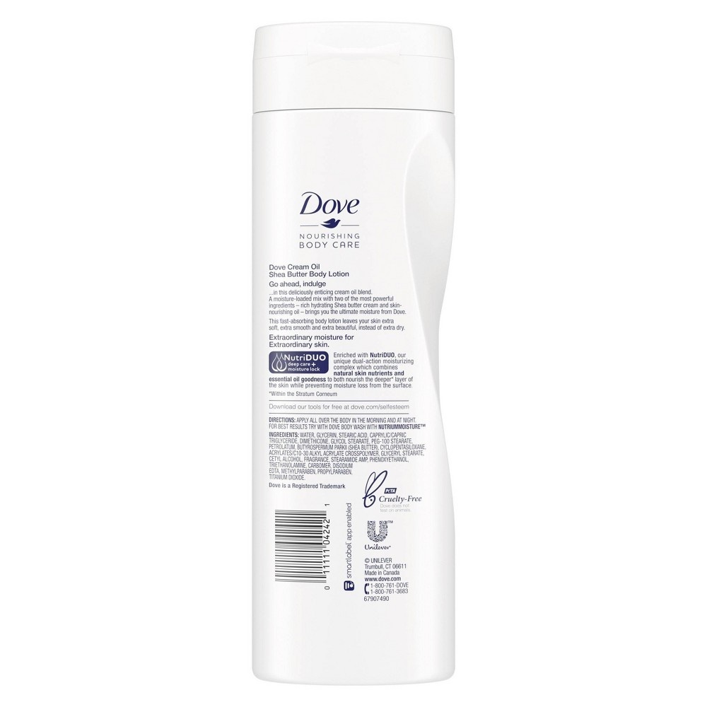 slide 3 of 5, Dove Beauty Dove Cream Oil Shea Butter Body Lotion, 13.5 oz