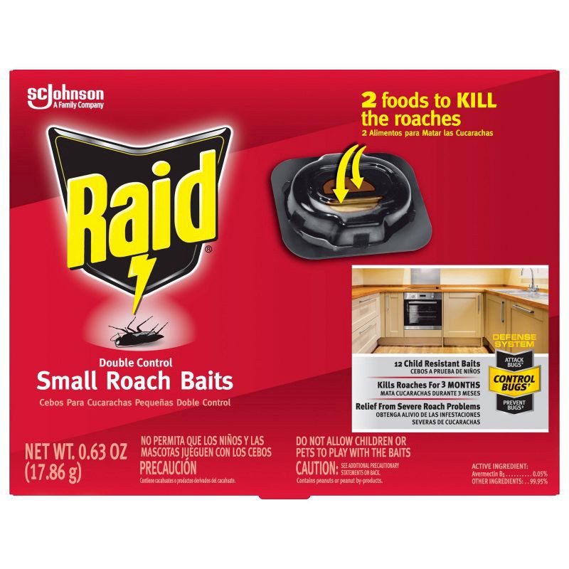 slide 3 of 14, Raid Small Roach Baits and Indoor Roach Killer - 12ct, 12 ct