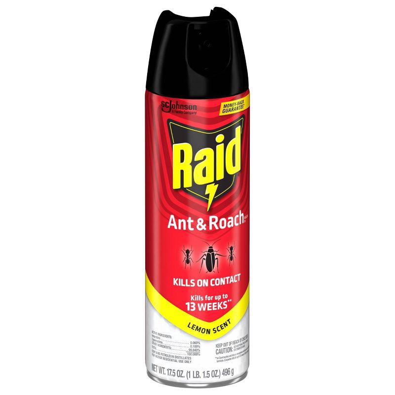 slide 13 of 13, Raid Ant and Roach Killer Indoor Bug Spray - Lemon Scent - 17.5oz, 17.5 oz