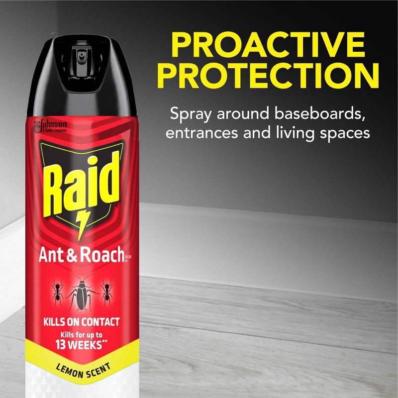 slide 4 of 13, Raid Ant and Roach Killer Indoor Bug Spray - Lemon Scent - 17.5oz, 17.5 oz