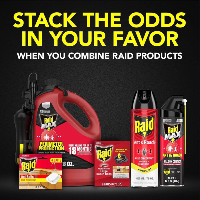 slide 9 of 13, Raid Ant and Roach Killer Indoor Bug Spray - Lemon Scent - 17.5oz, 17.5 oz