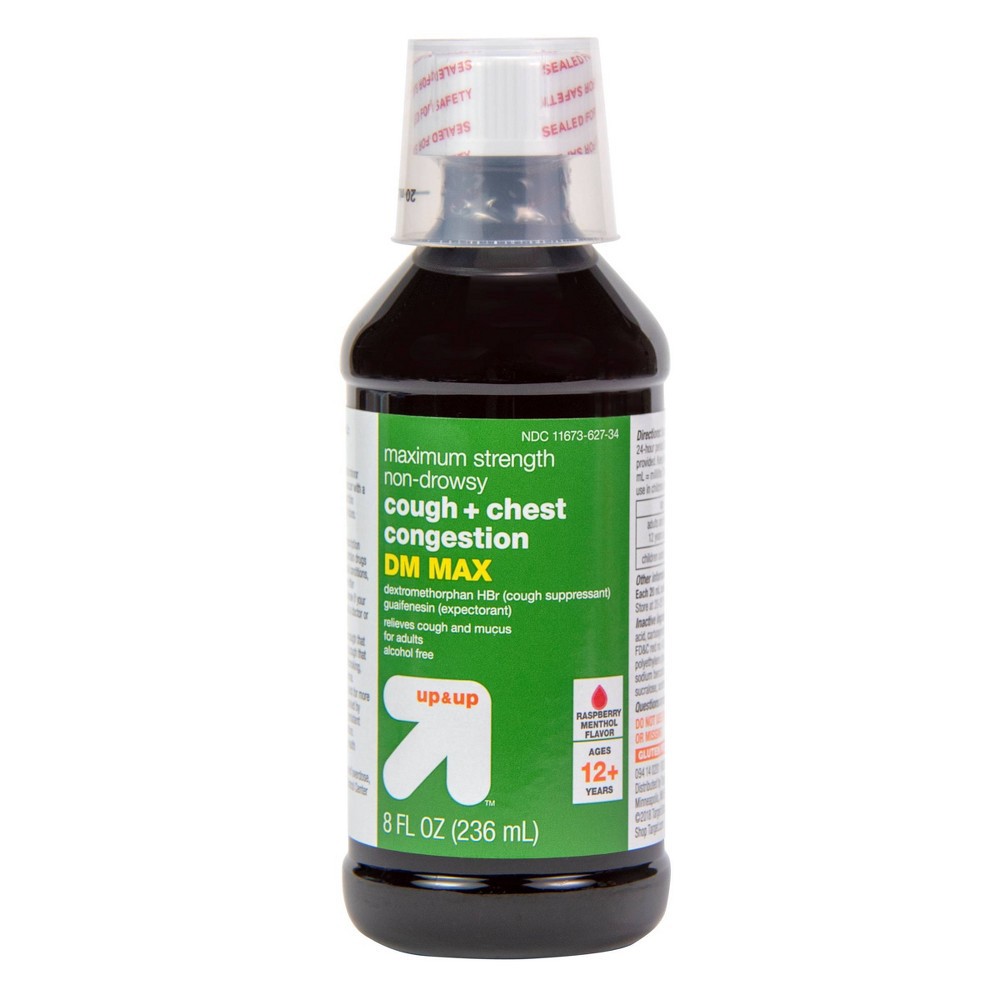 slide 5 of 6, Cough & Chest Congestion DM Liquid - Raspberry Menthol - 8 fl oz - up & up, 8 fl oz