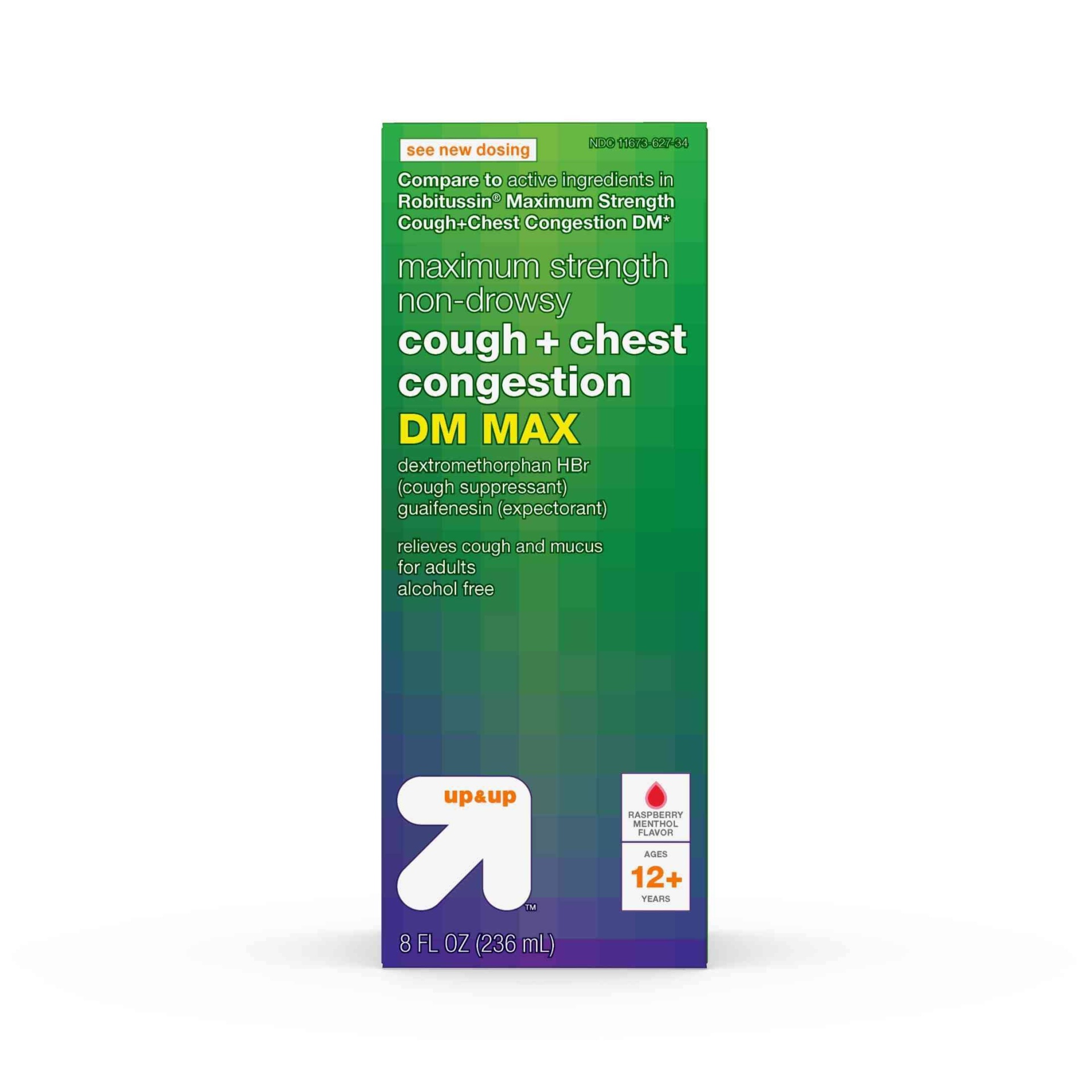 slide 1 of 6, Cough & Chest Congestion DM Liquid - Raspberry Menthol - 8 fl oz - up & up, 8 fl oz