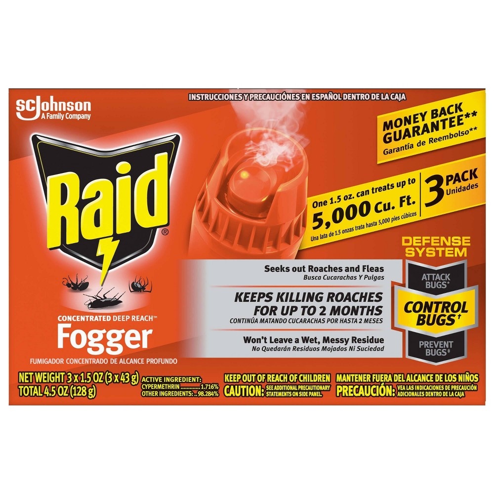 slide 3 of 8, Raid Concentrated Deep Reach Fogger, 1.5 oz, 3cans