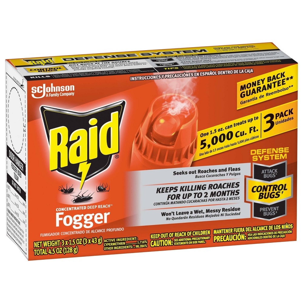 slide 8 of 8, Raid Concentrated Deep Reach Fogger, 1.5 oz, 3cans
