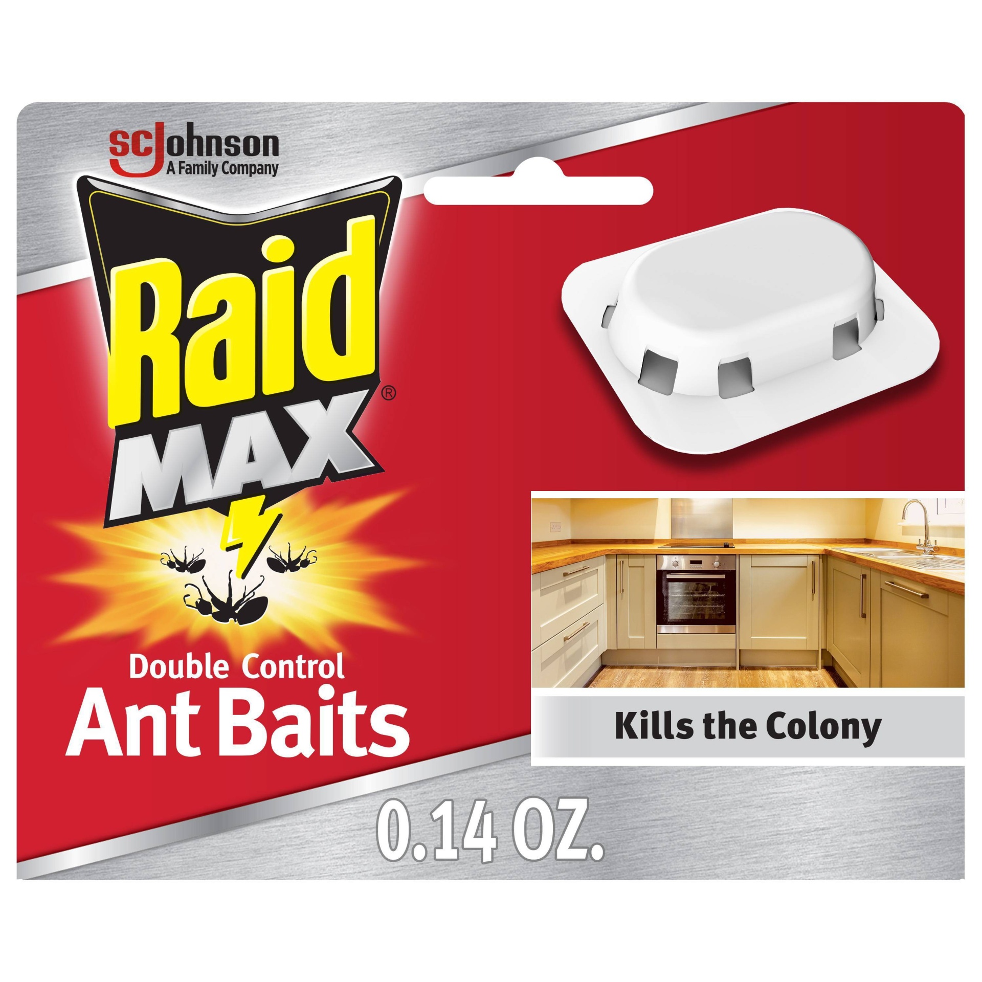 slide 1 of 3, Raid Max Ant Baits Double Control, 0.14 oz, 4 ct