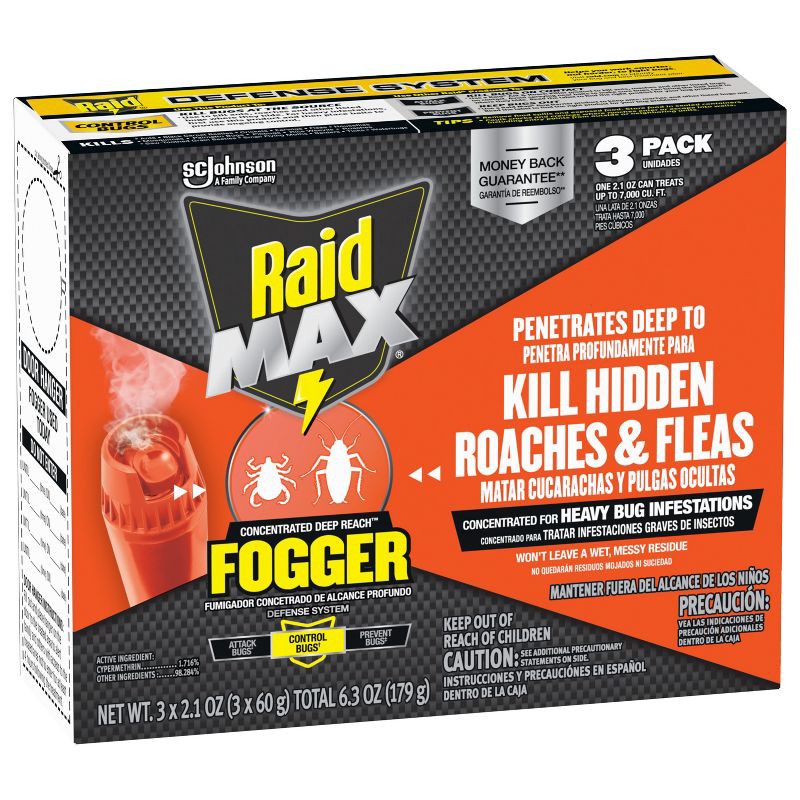 slide 12 of 12, Raid Max Concentrated Indoor Bug Killer Fogger - 2.1oz/3ct, 3 ct; 2.1 oz