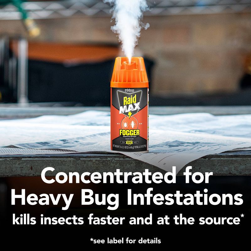 slide 5 of 11, Raid Max Concentrated Indoor Bug Killer Fogger - 2.1oz/3ct, 3 ct; 2.1 oz