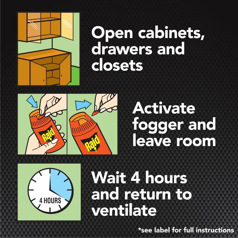 slide 6 of 12, Raid Max Concentrated Indoor Bug Killer Fogger - 2.1oz/3ct, 3 ct; 2.1 oz