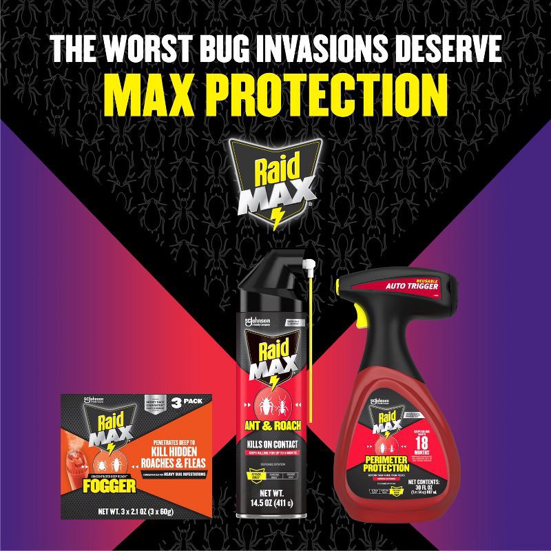 slide 8 of 12, Raid Max Concentrated Indoor Bug Killer Fogger - 2.1oz/3ct, 3 ct; 2.1 oz