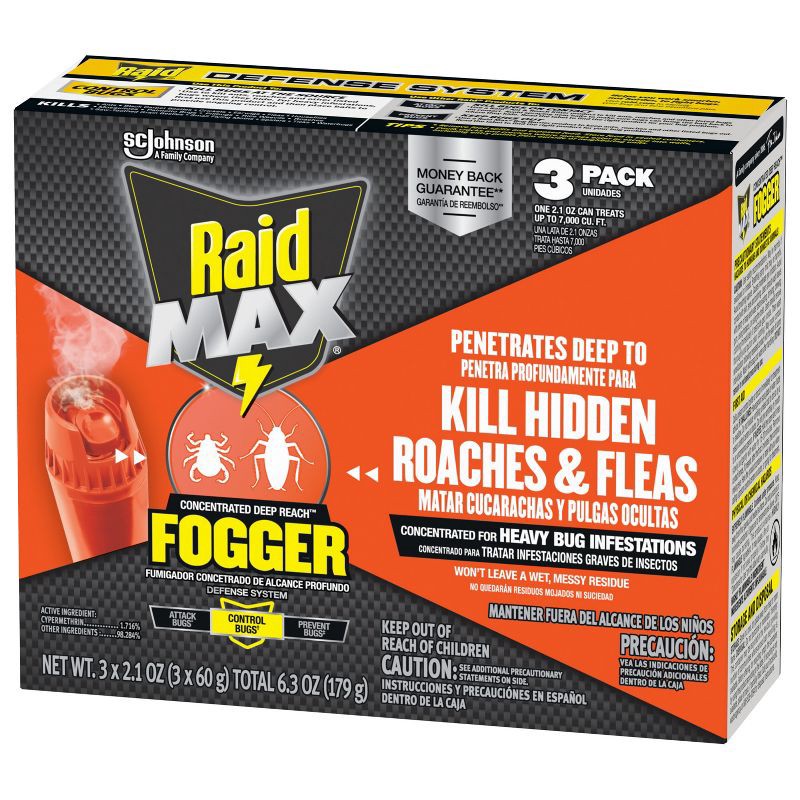 slide 11 of 12, Raid Max Concentrated Indoor Bug Killer Fogger - 2.1oz/3ct, 3 ct; 2.1 oz