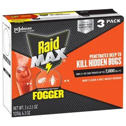 Raid Max Concentrated Bug Killer Indoor Fogger - 2.1oz/3ct: Kills Mosquitoes, Ants, Fleas, Ticks, Roaches