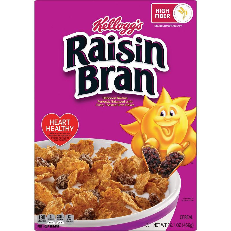 slide 4 of 18, Kellogg's Raisin Bran Breakfast Cereal - 16.1oz, 16.1 oz