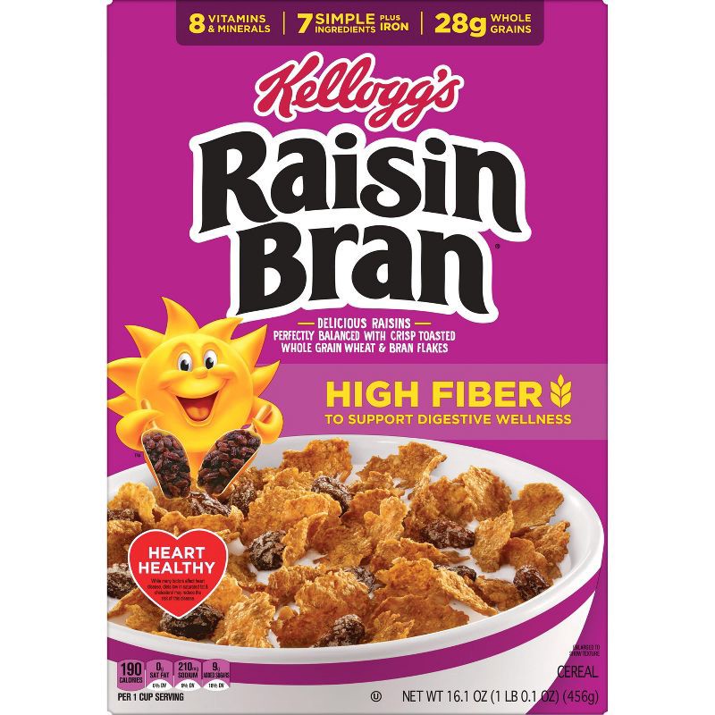 slide 7 of 19, Kellogg's Raisin Bran Breakfast Cereal - 16.1oz, 16.1 oz