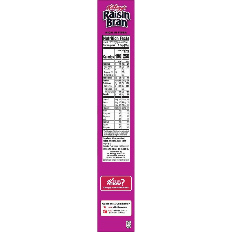 slide 7 of 18, Kellogg's Raisin Bran Breakfast Cereal - 16.1oz, 16.1 oz