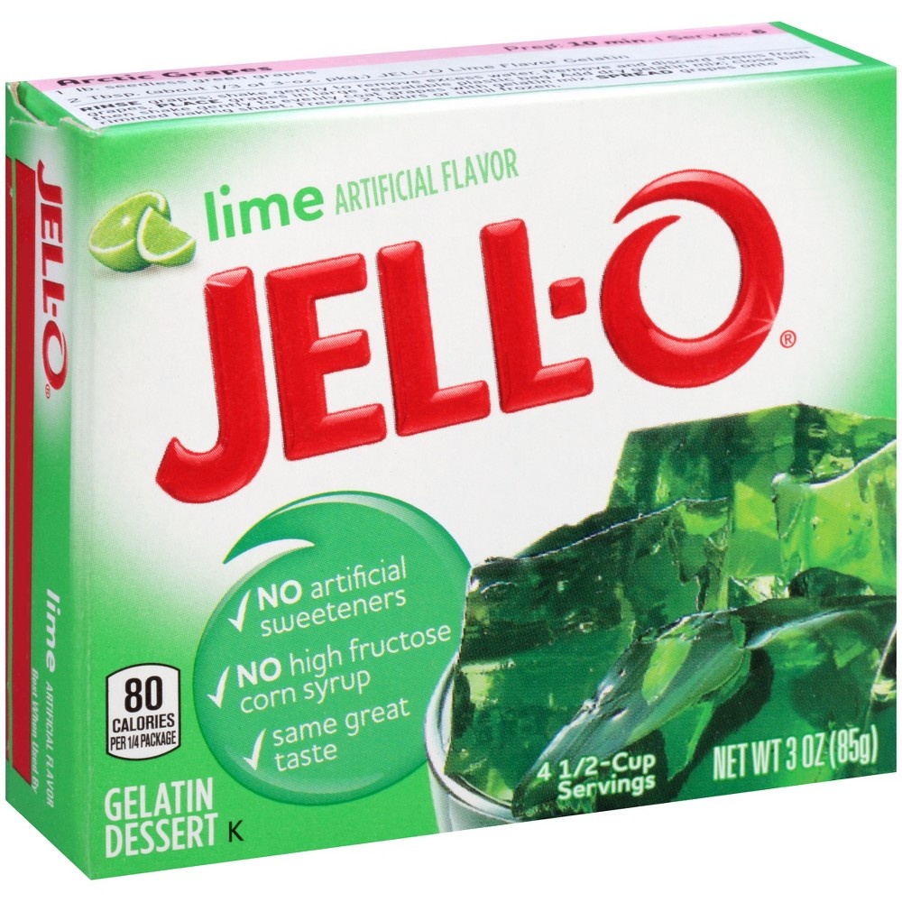 slide 2 of 9, JELL-O Lime Gelatin, 3 oz