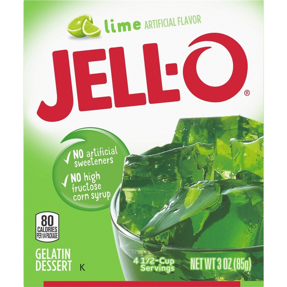 slide 7 of 9, JELL-O Lime Gelatin, 3 oz