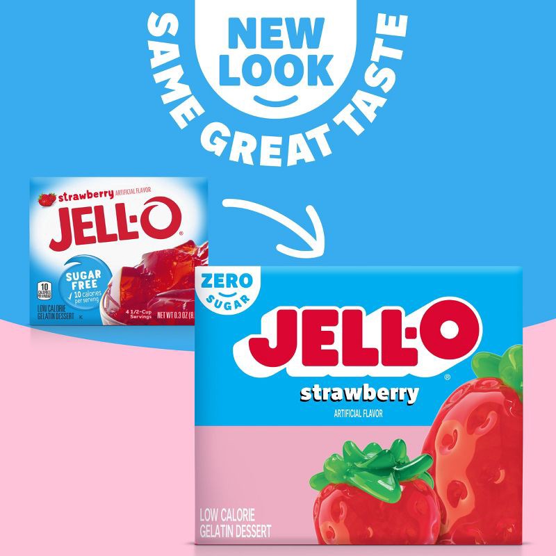 slide 3 of 9, JELL-O Sugar-Free Strawberry Gelatin - 0.3oz, 0.3 oz