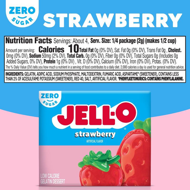 slide 6 of 6, JELL-O Sugar-Free Strawberry Gelatin - 0.3oz, 0.3 oz