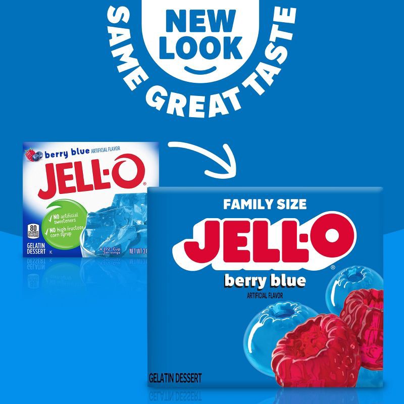 slide 3 of 9, JELL-O Blue Berry Gelatin - 6oz, 6 oz