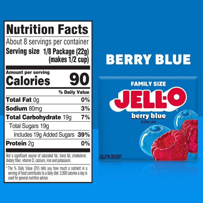 slide 7 of 9, JELL-O Blue Berry Gelatin - 6oz, 6 oz