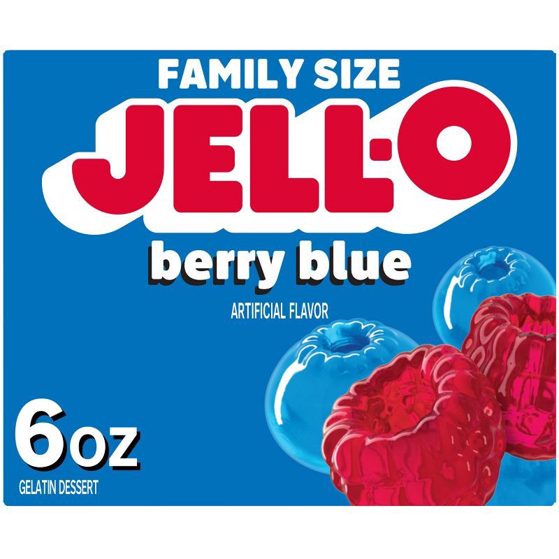 slide 1 of 9, JELL-O Blue Berry Gelatin - 6oz, 6 oz