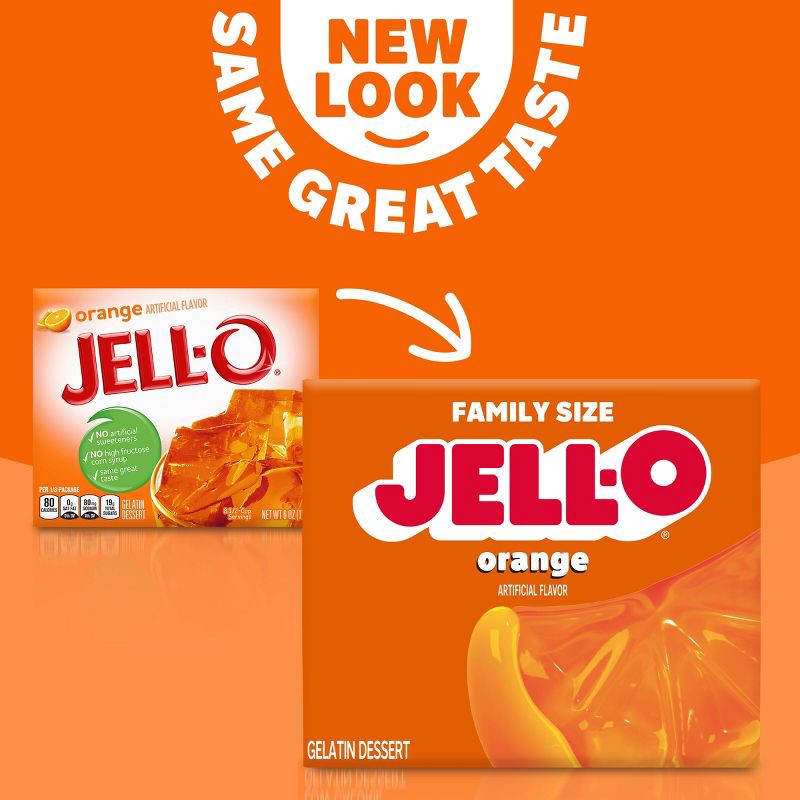 slide 3 of 9, JELL-O Orange Flavored Gelatin Dessert Mix - 6oz, 6 oz