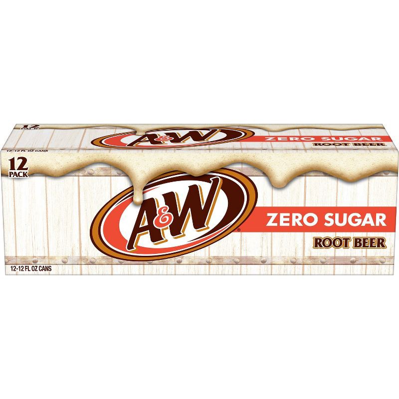 slide 4 of 9, A&W Root Beer Zero Sugar Soda - 12pk/12 fl oz Cans, 12 ct; 12 fl oz