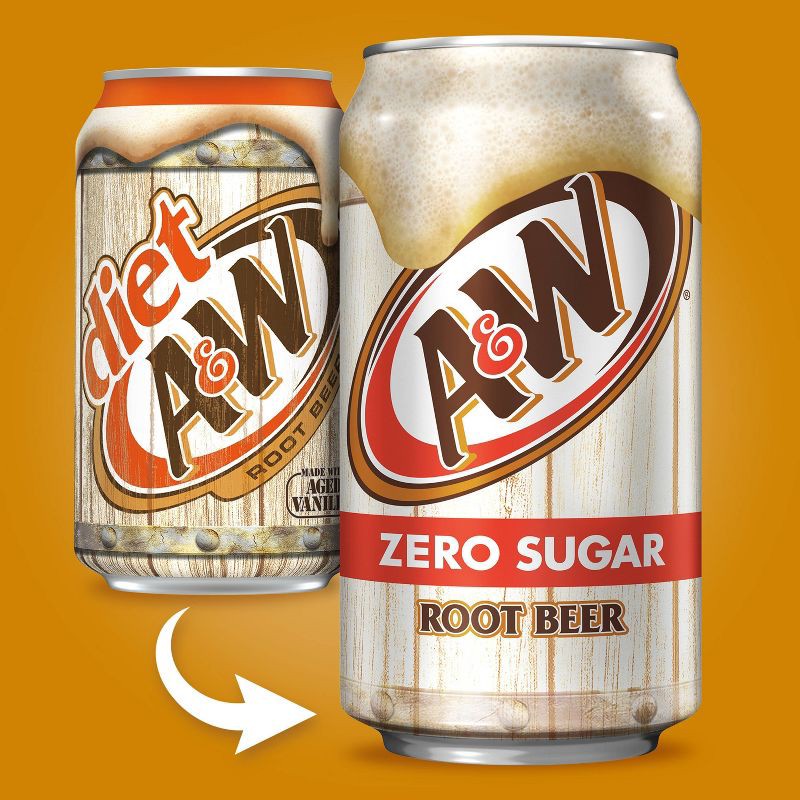 slide 3 of 9, A&W Root Beer Zero Sugar Soda - 12pk/12 fl oz Cans, 12 ct; 12 fl oz