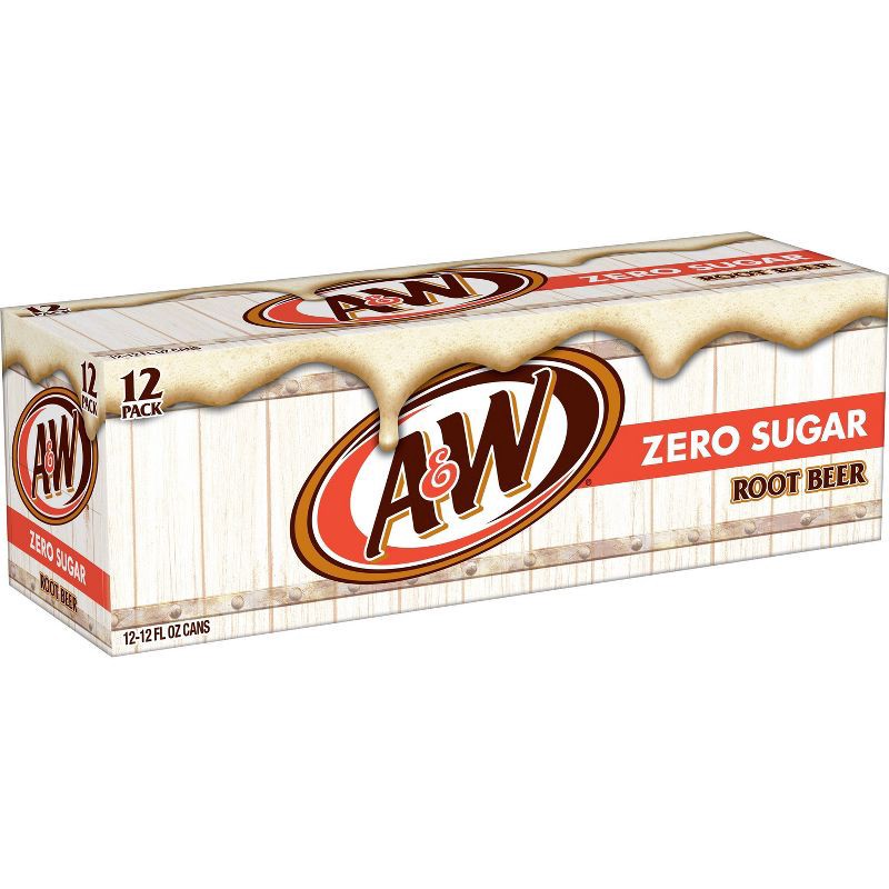 slide 3 of 9, A&W Root Beer Zero Sugar Soda - 12pk/12 fl oz Cans, 12 ct; 12 fl oz