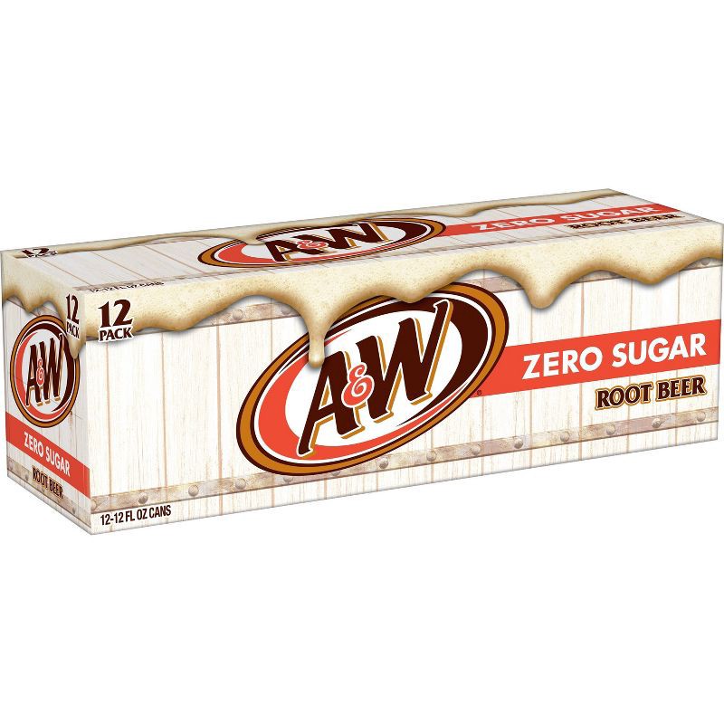 slide 4 of 9, A&W Root Beer Zero Sugar Soda - 12pk/12 fl oz Cans, 12 ct; 12 fl oz