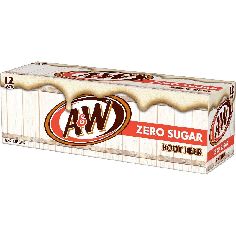 slide 5 of 9, A&W Root Beer Zero Sugar Soda - 12pk/12 fl oz Cans, 12 ct; 12 fl oz
