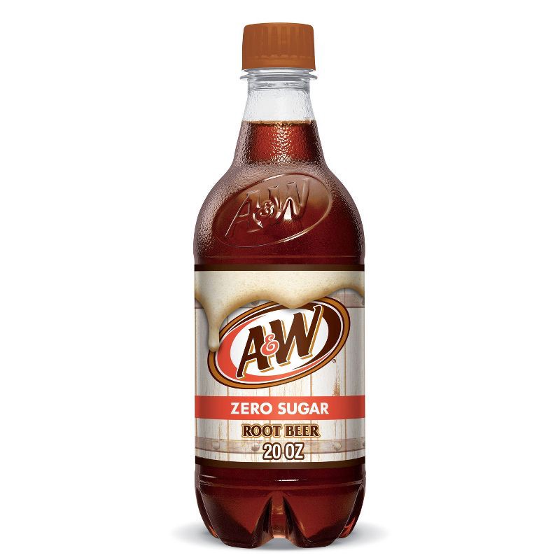 slide 1 of 6, A&W Root Beer Zero Sugar Soda - 20 fl oz Bottle, 20 fl oz