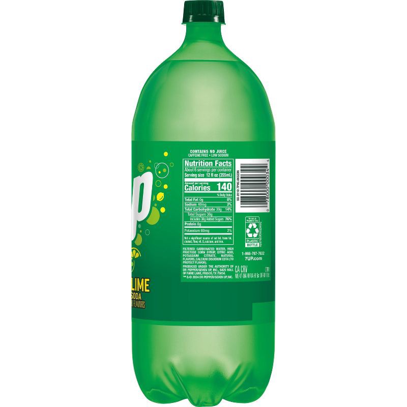 slide 9 of 11, 7UP Lemon Lime Soda - 2 L Bottle, 2 liter