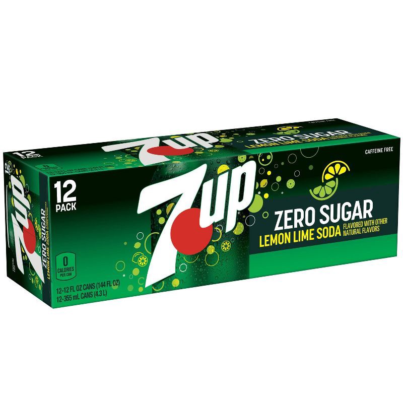 slide 3 of 15, 7UP Zero Sugar Lemon Lime Soda - 12pk/12 fl oz Cans, 12 ct; 12 fl oz