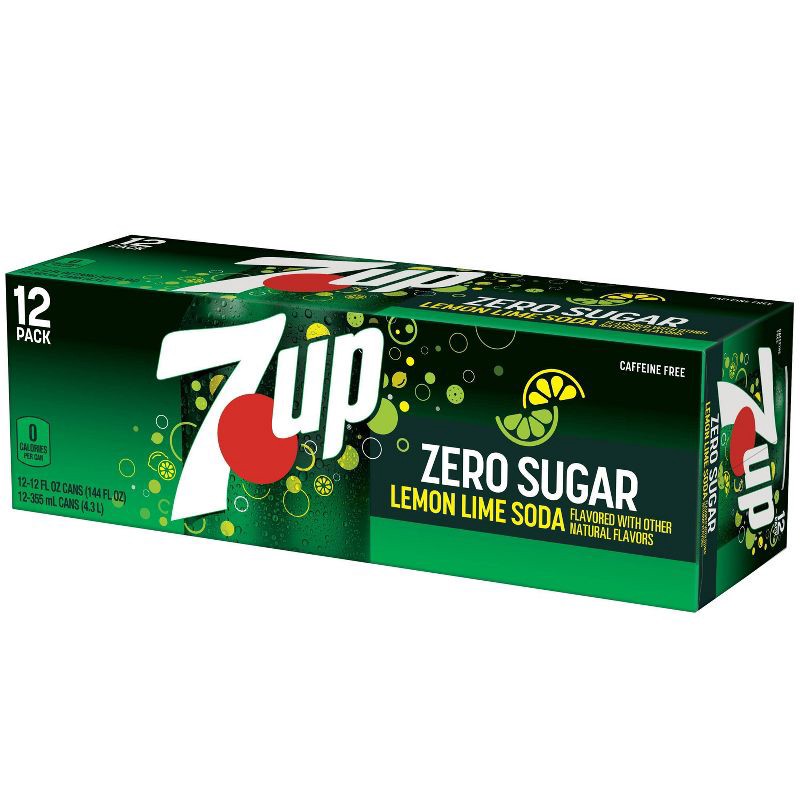 slide 6 of 15, 7UP Zero Sugar Lemon Lime Soda - 12pk/12 fl oz Cans, 12 ct; 12 fl oz