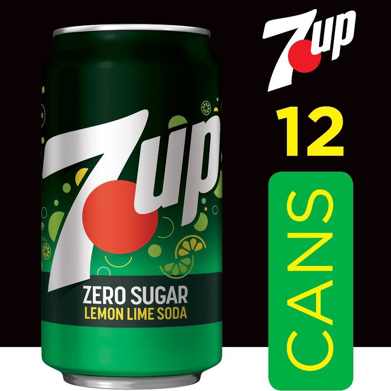 slide 4 of 15, 7UP Zero Sugar Lemon Lime Soda - 12pk/12 fl oz Cans, 12 ct; 12 fl oz