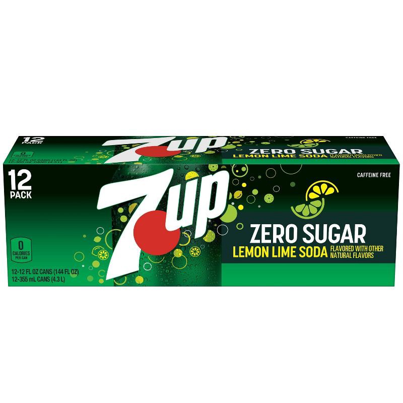 slide 10 of 15, 7UP Zero Sugar Lemon Lime Soda - 12pk/12 fl oz Cans, 12 ct; 12 fl oz