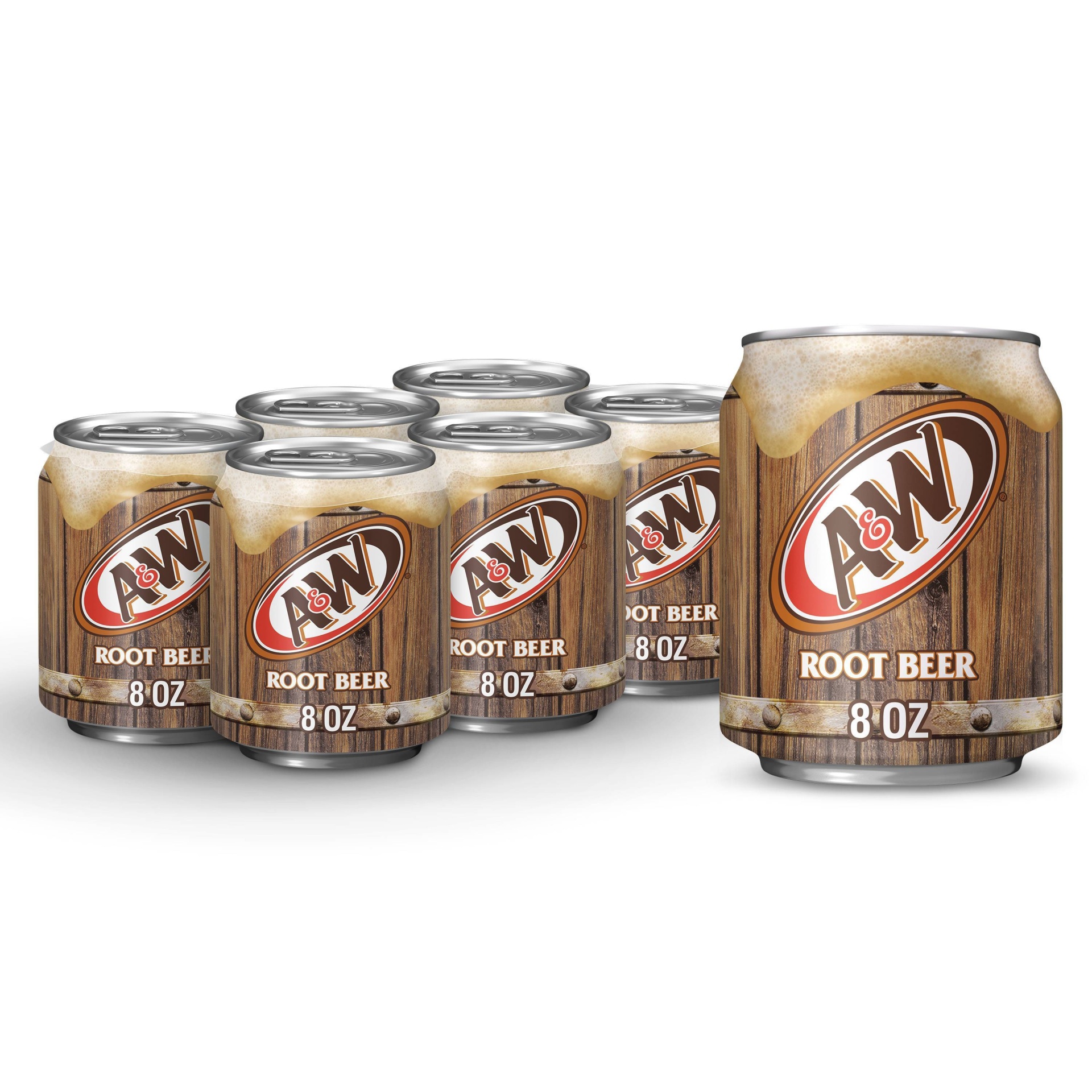slide 1 of 3, A&W Root Beer Soda, 6 ct, 8 fl oz