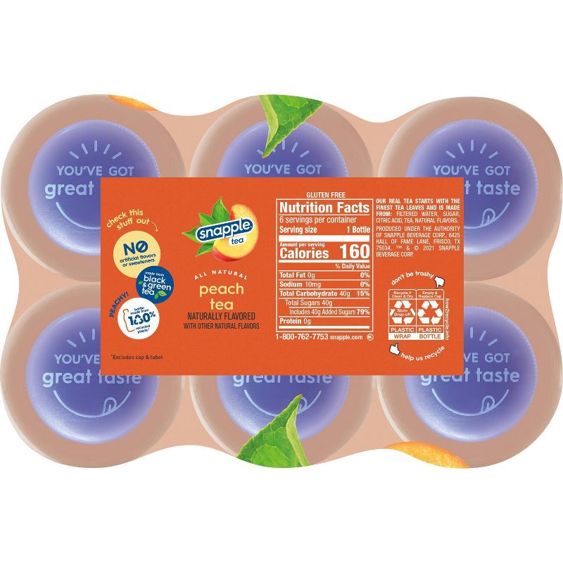 slide 8 of 9, Snapple Peach Tea - 6pk/16 fl oz Bottles, 6 ct; 16 fl oz