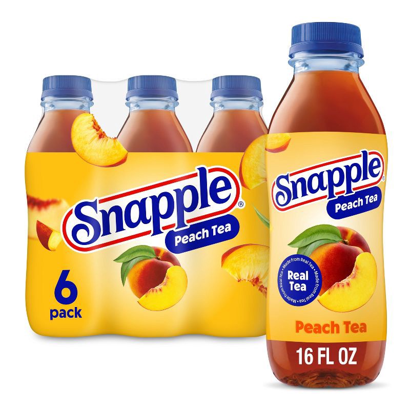 slide 1 of 12, Snapple Peach Tea - 6pk/16 fl oz Bottles, 6 ct; 16 fl oz