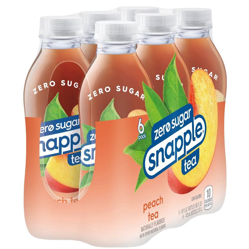 slide 6 of 8, Snapple Zero Sugar Peach Tea - 6pk/16 fl oz Bottles, 6 ct; 16 fl oz