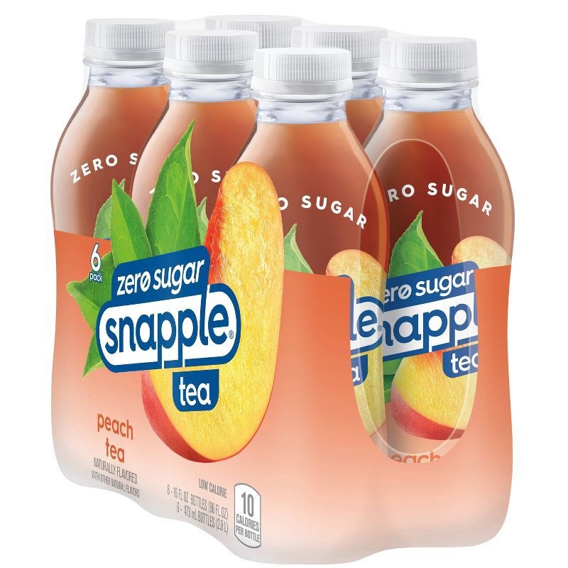 slide 7 of 8, Snapple Zero Sugar Peach Tea - 6pk/16 fl oz Bottles, 6 ct; 16 fl oz